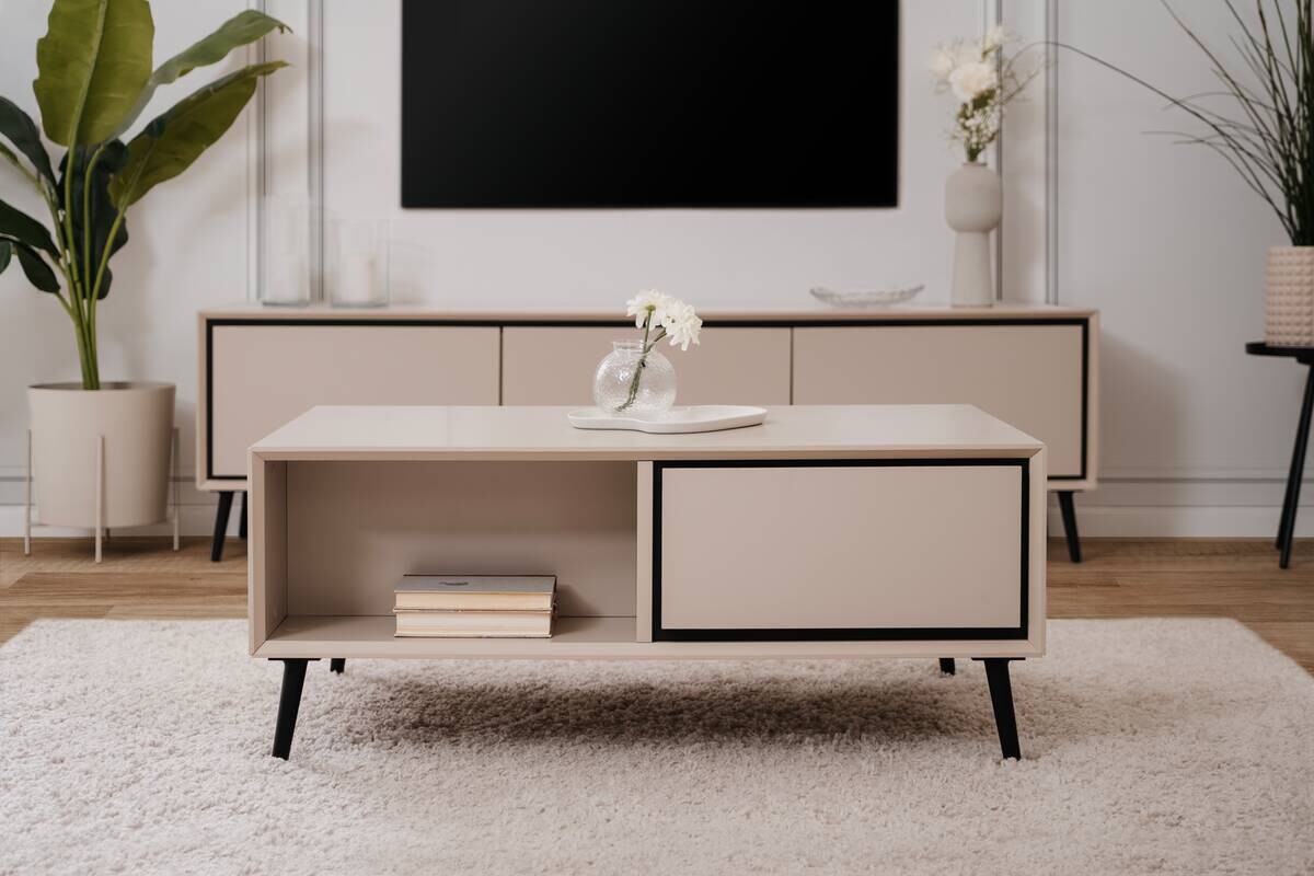 Couchtisch Arona sand schwarz B/H/T: ca. 94x40x55 cm