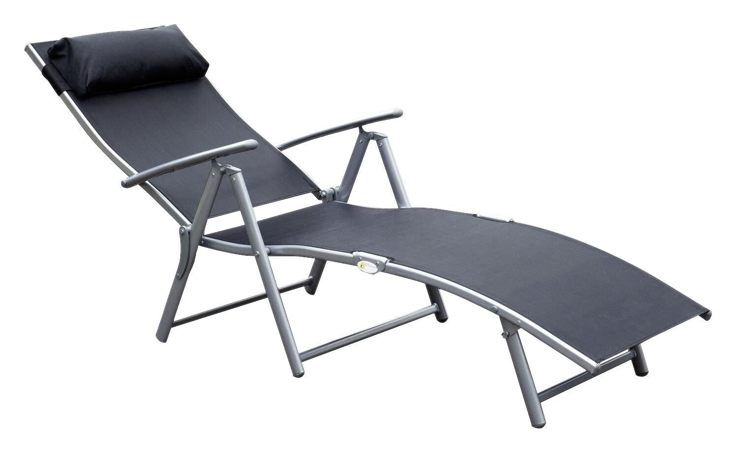 Outsunny Gartenliege schwarz Metall B/H/L: ca. 63,5x100,5x180 cm