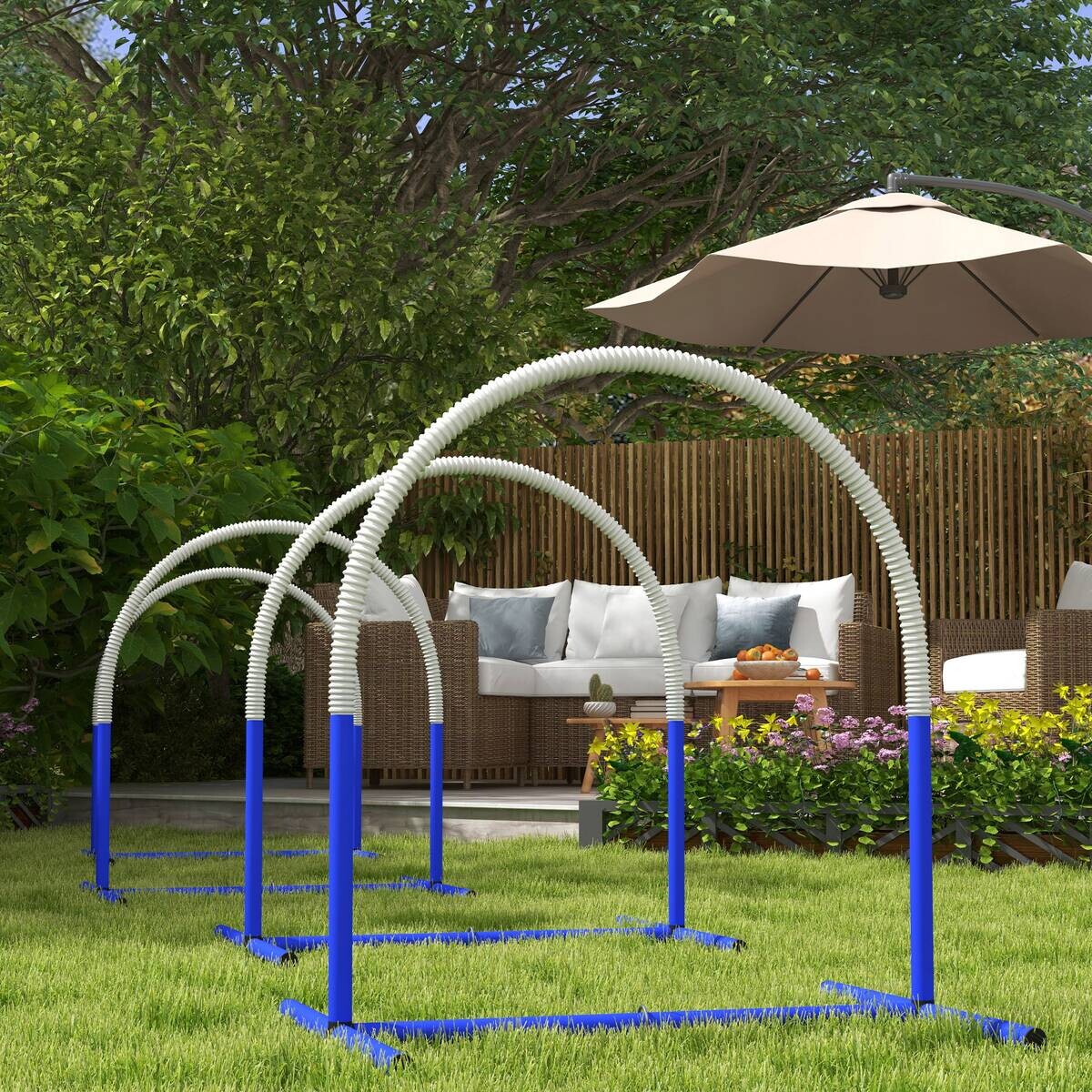 PawHut Hunde-Agility-Set blau Kunststoff B/H/L: ca. 64x95x88 cm