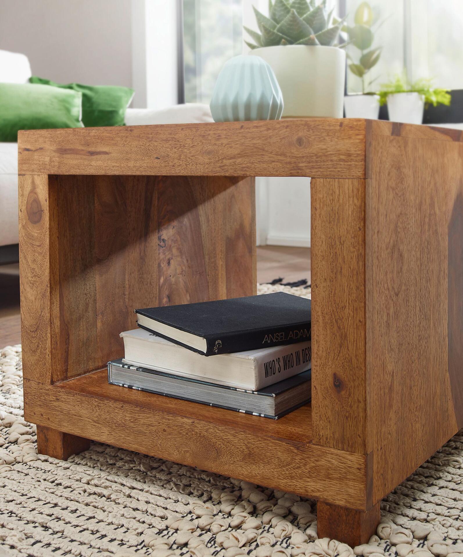 Wohnling Couchtisch natur Echtholz B/H/T: ca. 50x45x50 cm