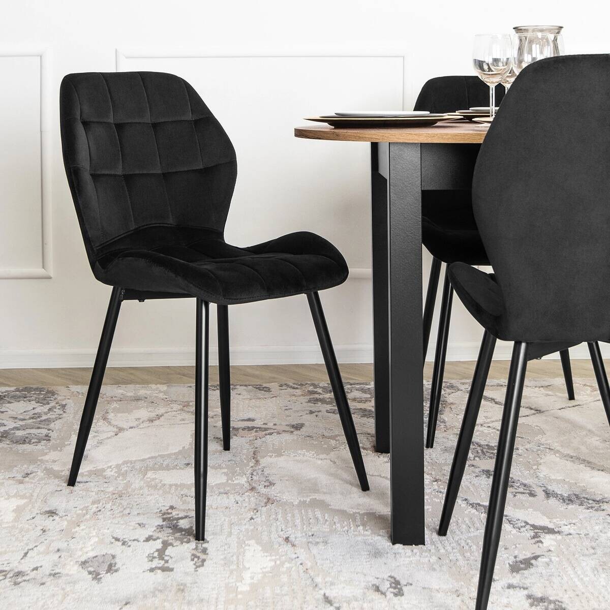 Stuhl LUCKY schwarz Velourstoff B/H/T: ca. 47x86x58 cm