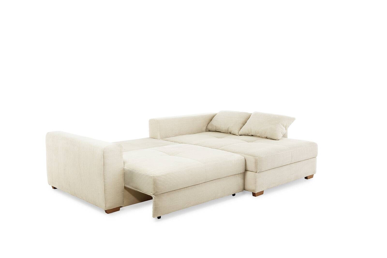 Ecksofa mit Bettfunktion und Bettkasten beige Velourstoff B/H/T: ca. 288x86x186 cm Ecksofa mit Bettfunktion und Bettkasten beige Velourstoff B/H/T: ca. 288x86x186 cm
