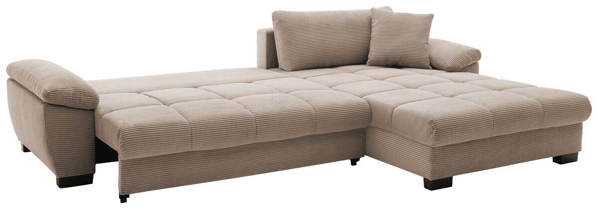 Ecksofa mit Bettfunktion und Bettkasten taupe Microfaser B/H/T: ca. 323x88x211 cm