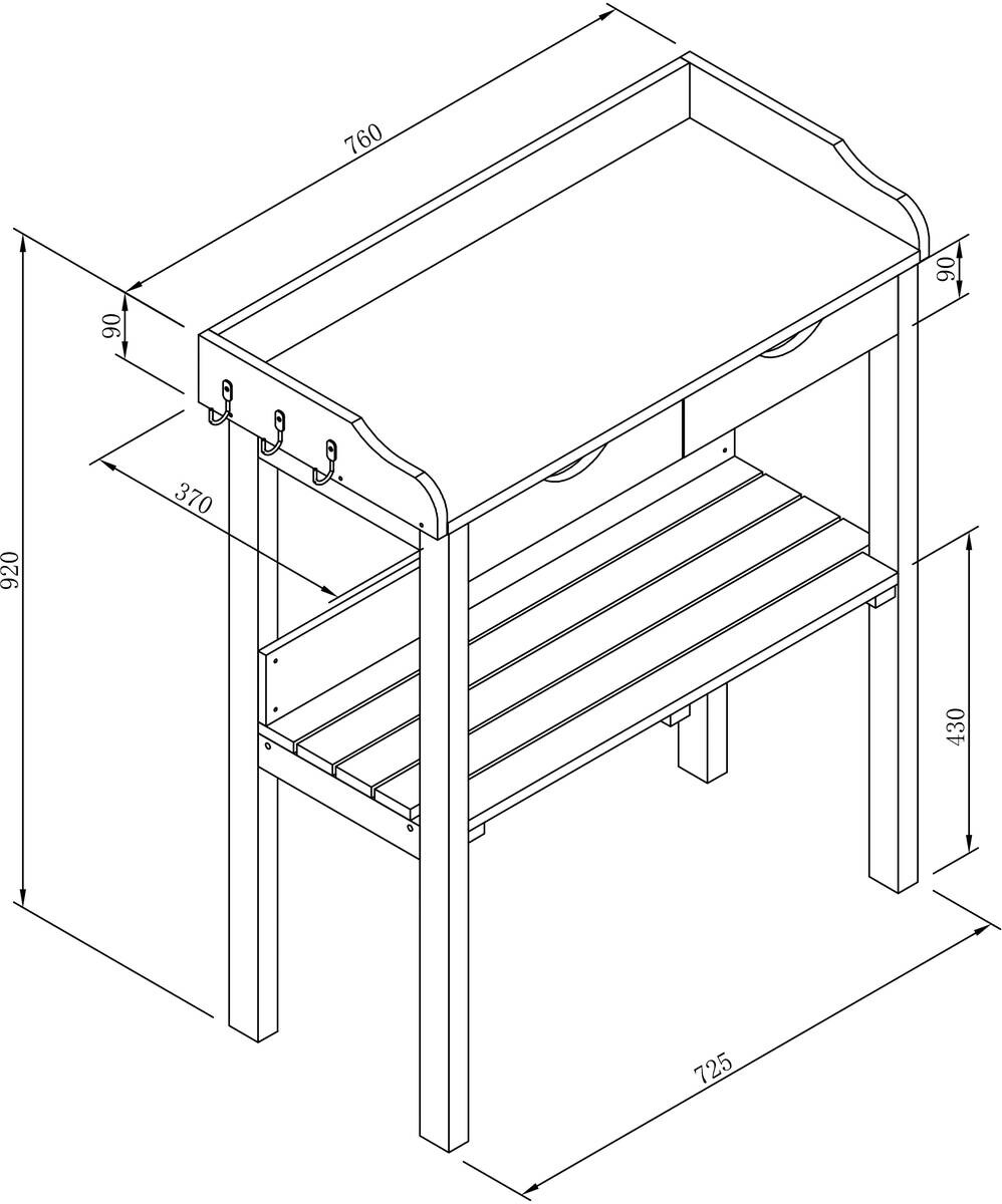 AXI Pflanztisch braun B/H/L: ca. 37x92x76 cm