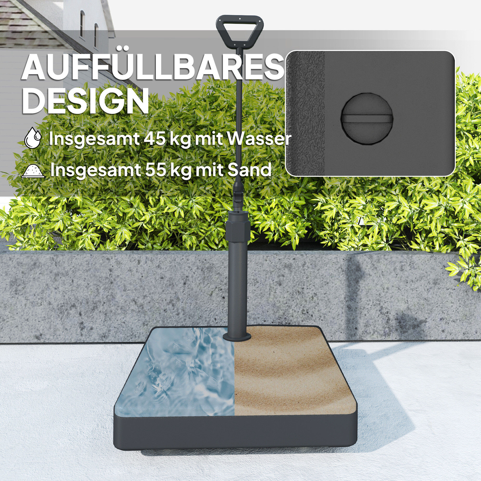 Outsunny Schirmständer schwarz Kunststoff B/H/L: ca. 60x100x60 cm