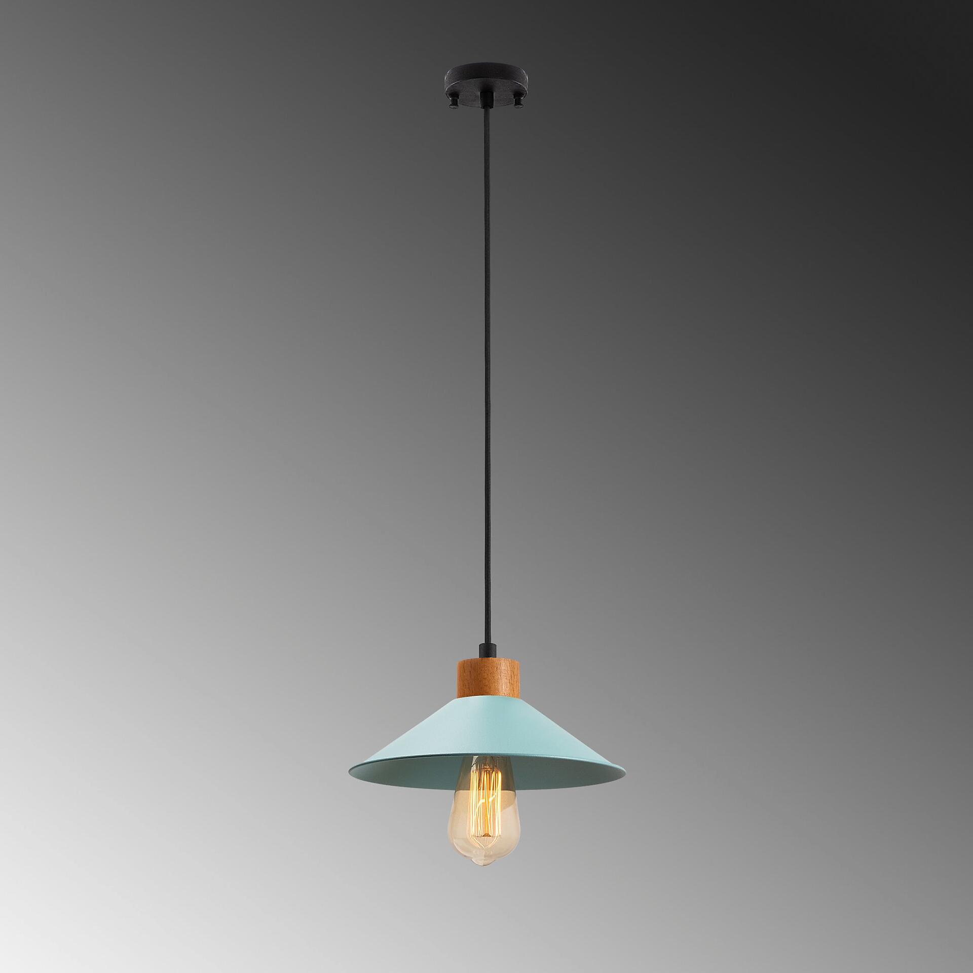 Opviq Pendelleuchte blau Holz B/H/T/L: ca. 103x103x24x103 cm E27 1 Brennstellen