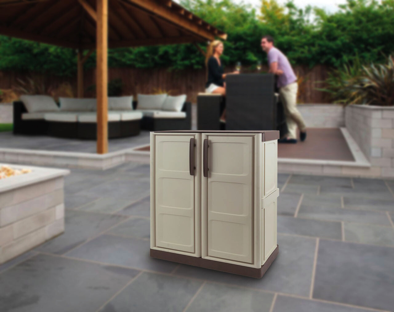 ArtPlast Kunststoffschrank Steel niedrig beige Kunststoff B/H/T: ca. 70x85,5x39 cm