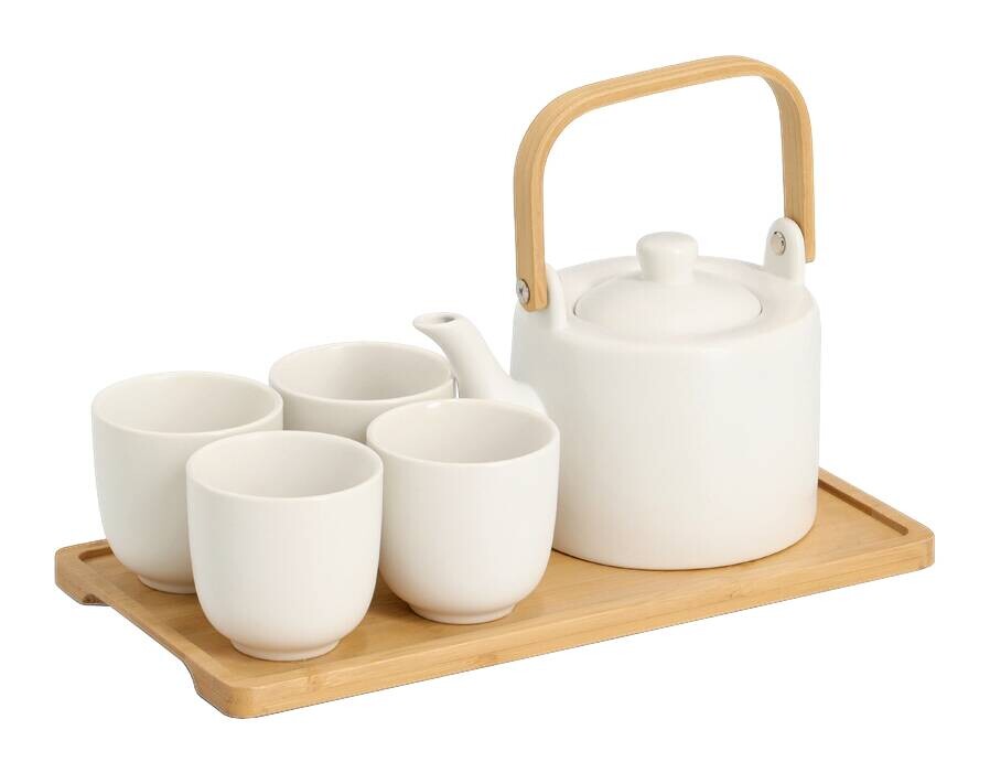 Zeller Tee-Set weiß Steingut 6 tlg.