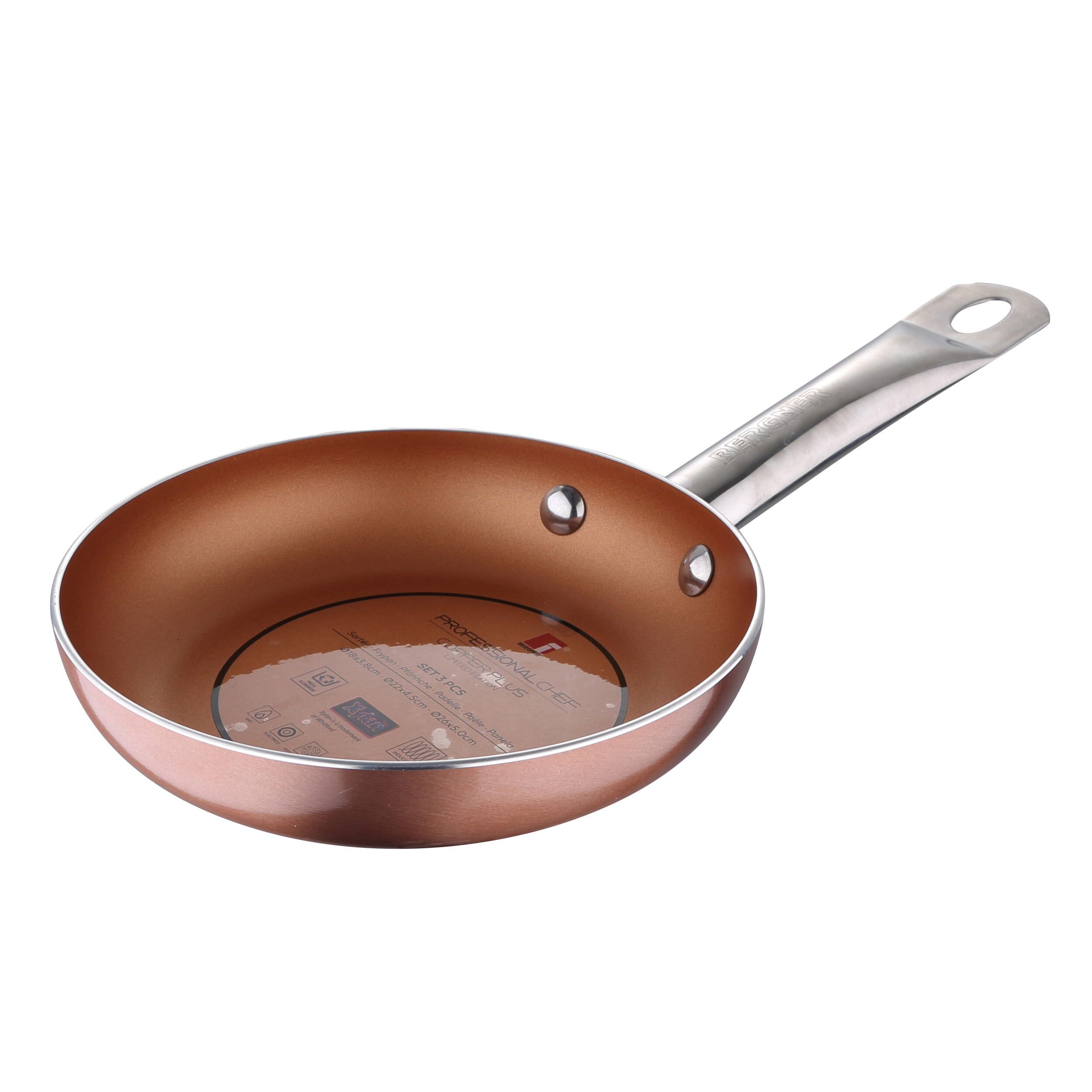 Bratpfanne PROFESSIONAL CHEF COPPER PLUS Kupfer Aluminium 3 tlg.
