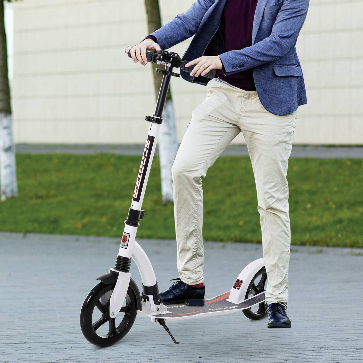 HOMCOM Tretroller weiß B/H/L: ca. 37,5x101,5x92,5 cm