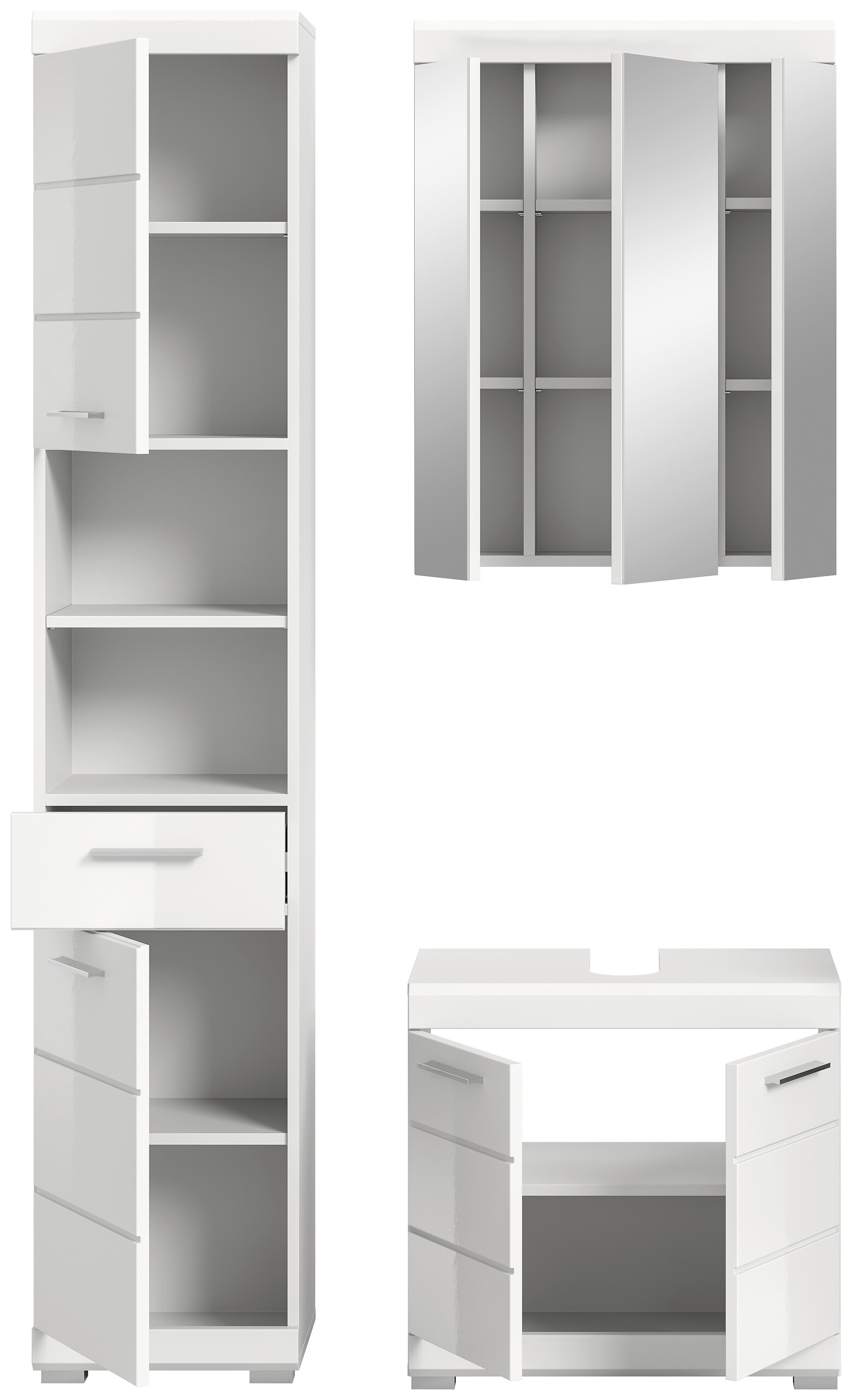 Badezimmer-Set Scout weiß weiß Hochglanz B/H/T: ca. 112x191x34 cm