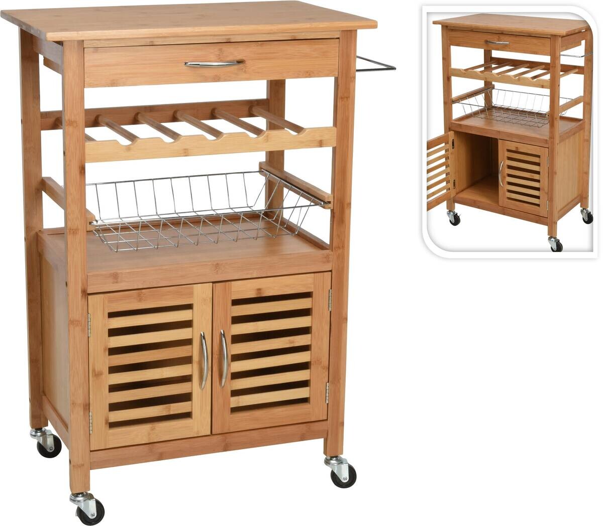 Küchentrolley mehrfarbig Bambus B/H/L: ca. 38x19,5x90 cm