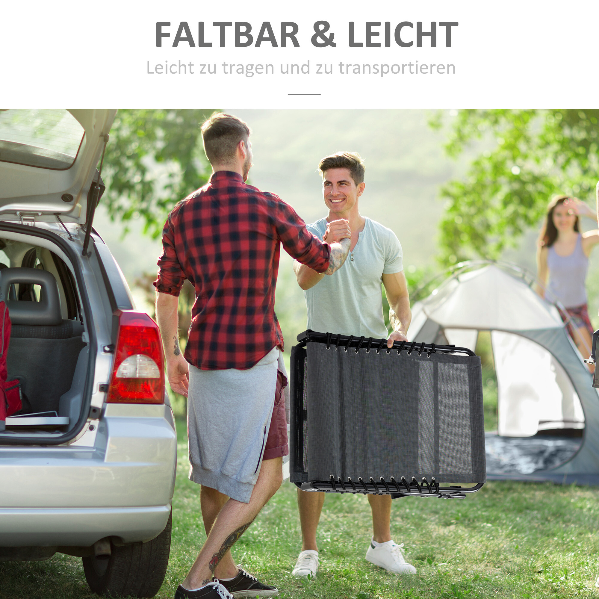 Outsunny Sonnenliege grau Stahl B/H/L: ca. 58x30x185 cm