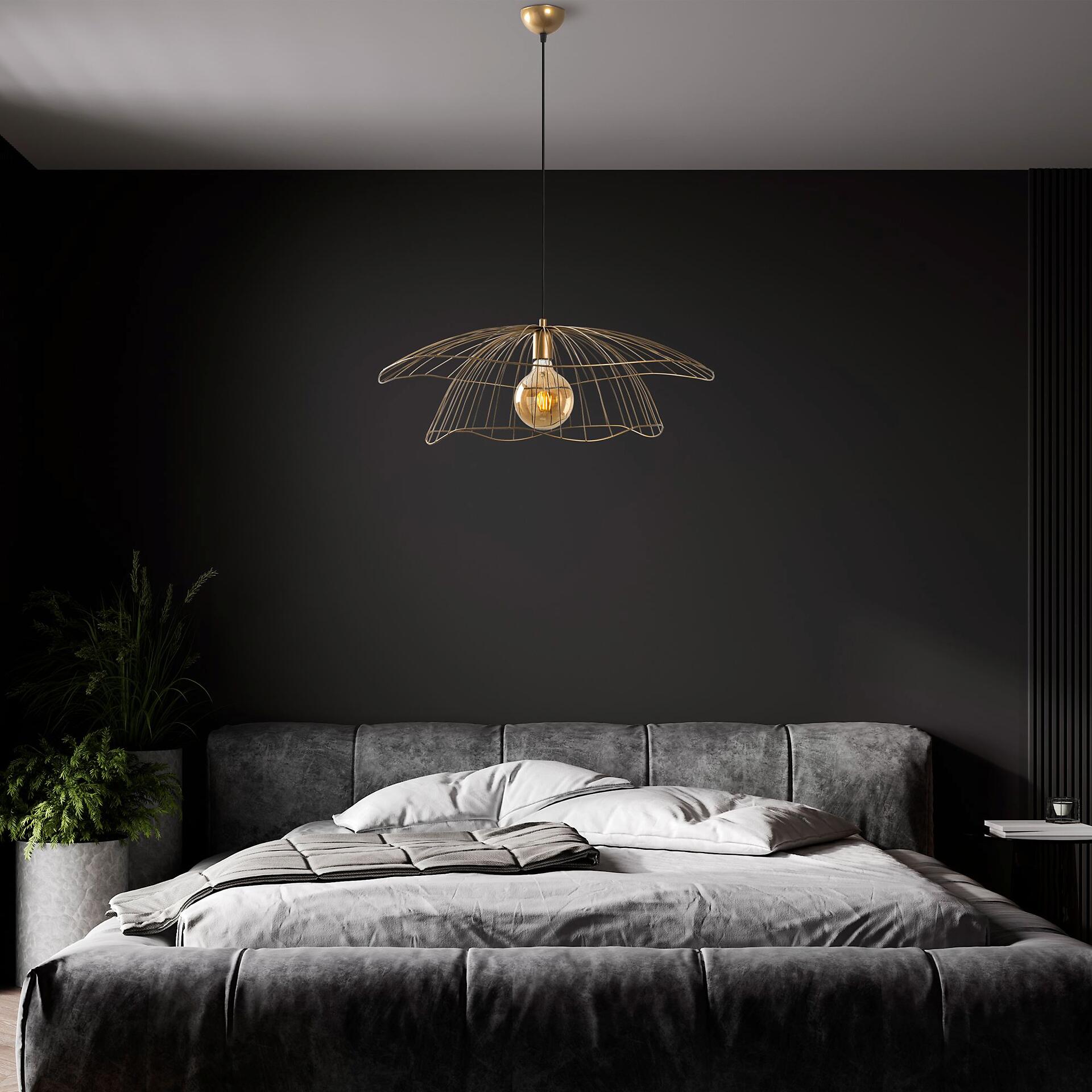 Opviq Pendelleuchte Mantar gold B/H/T/L/D: ca. 70x124x70x70x70 cm E27 1 Brennstellen