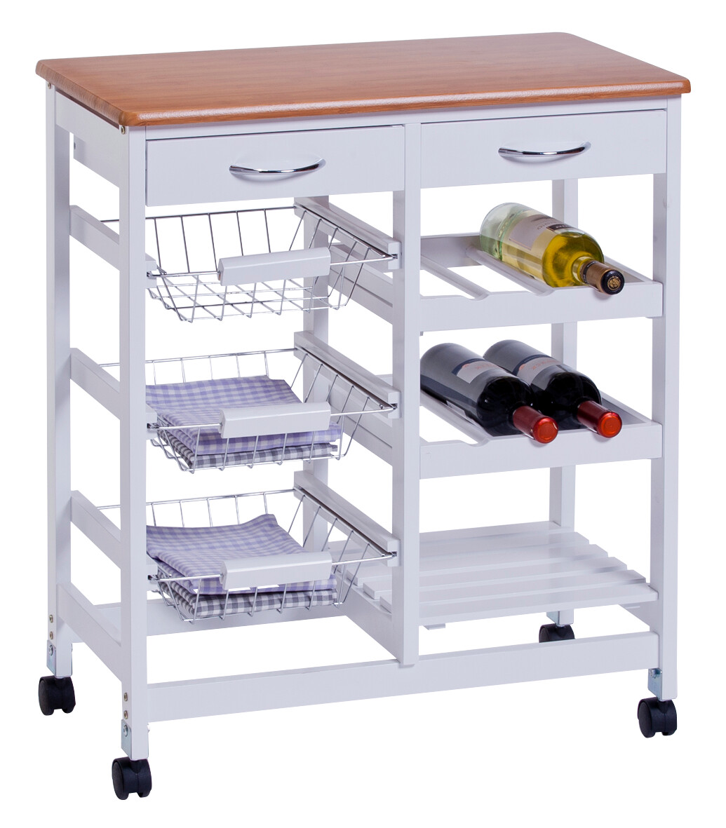 Zeller Küchenrollwagen weiß Bambus B/H/L: ca. 36x76x66 cm Zeller Küchenrollwagen weiß Bambus B/H/L: ca. 36x76x66 cm