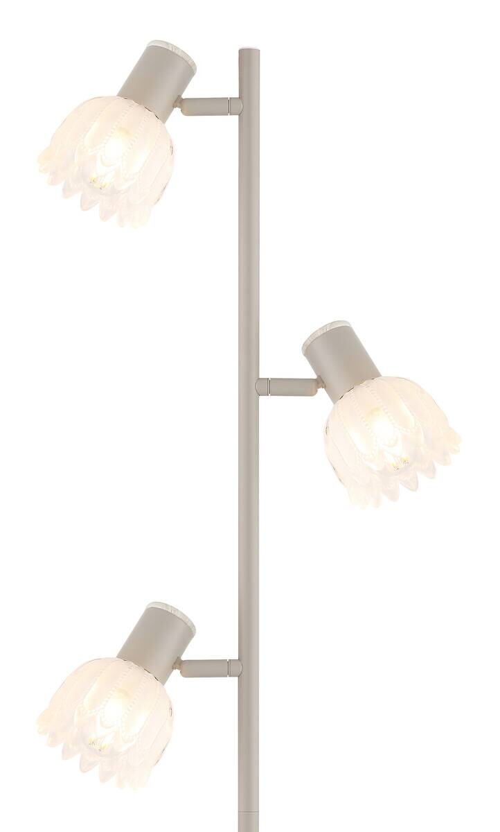 GLOBO Stehleuchte sand Glas Metall B/H/L: ca. 12x60x26 cm 3 Brennstellen