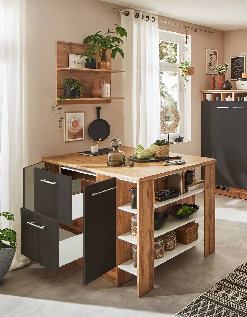 Respekta Küchenblock Hilde grau matt B/H/T: ca. 150x90x90 cm