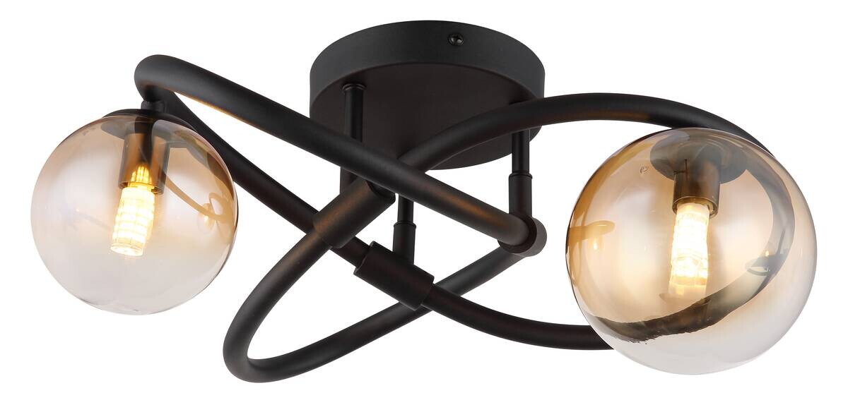 GLOBO Deckenleuchte klar schwarz Metall H/D: ca. 20x41 cm G9 2 Brennstellen