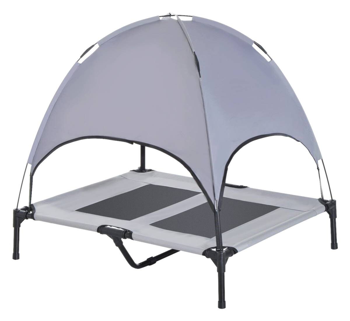 PawHut Haustierbett mit Baldachin grau Metall B/H/L: ca. 76x90x92 cm