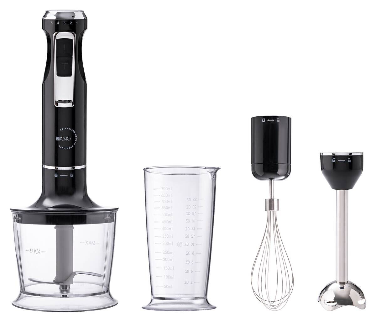 BERGNER Stabmixerset schwarz silber Edelstahl