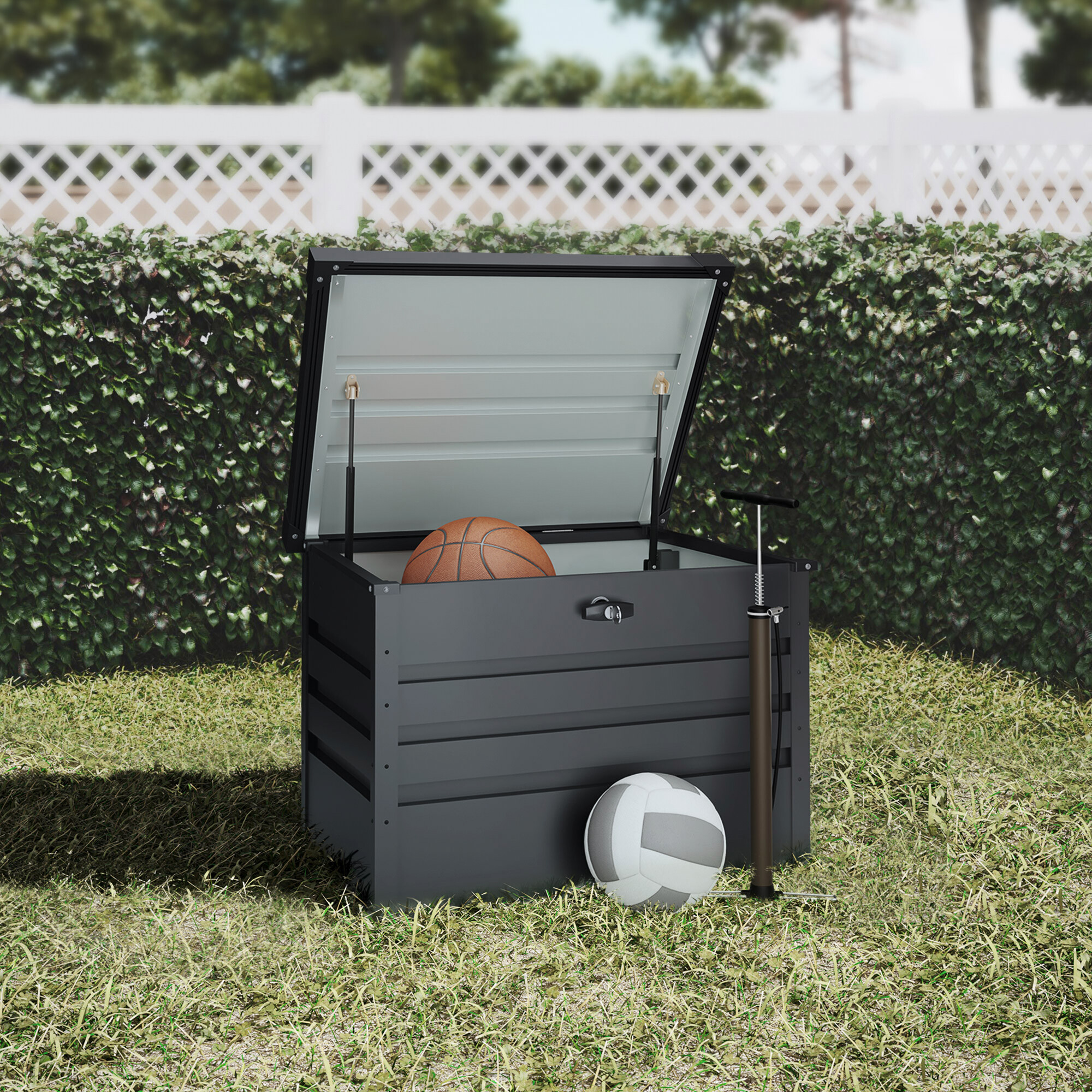 HOGGAR Aufbewahrungsbox Sveg anthrazit Metall B/H/L: ca. 72x63x61 cm