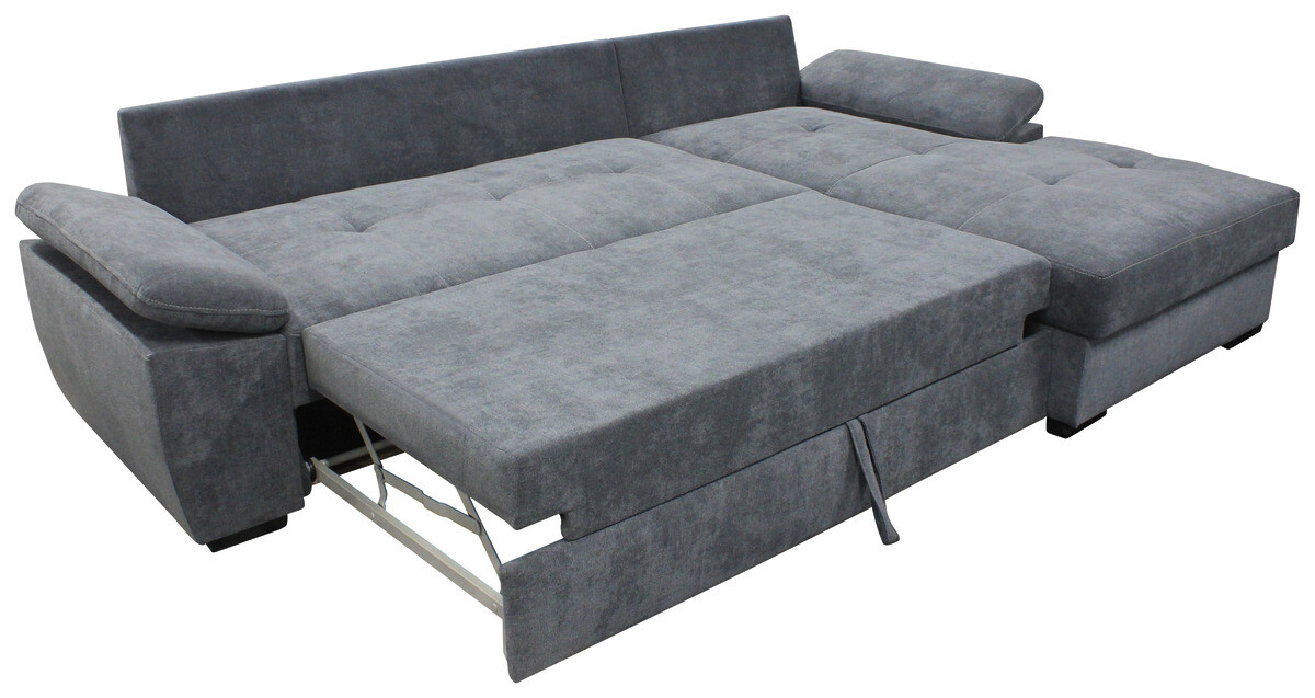 Ecksofa mit Bettfunktion und Bettkasten hellgrau B/H/T: ca. 274x90x168 cm