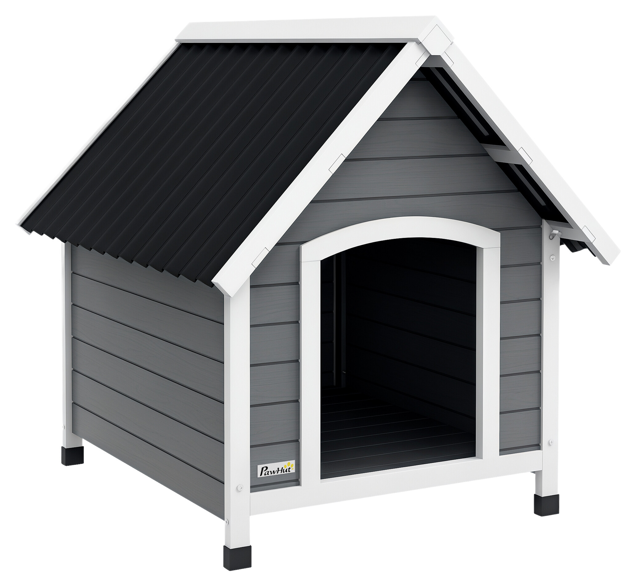 PawHut Hundehütte grau Kunststoff B/H/L: ca. 88x82x75 cm