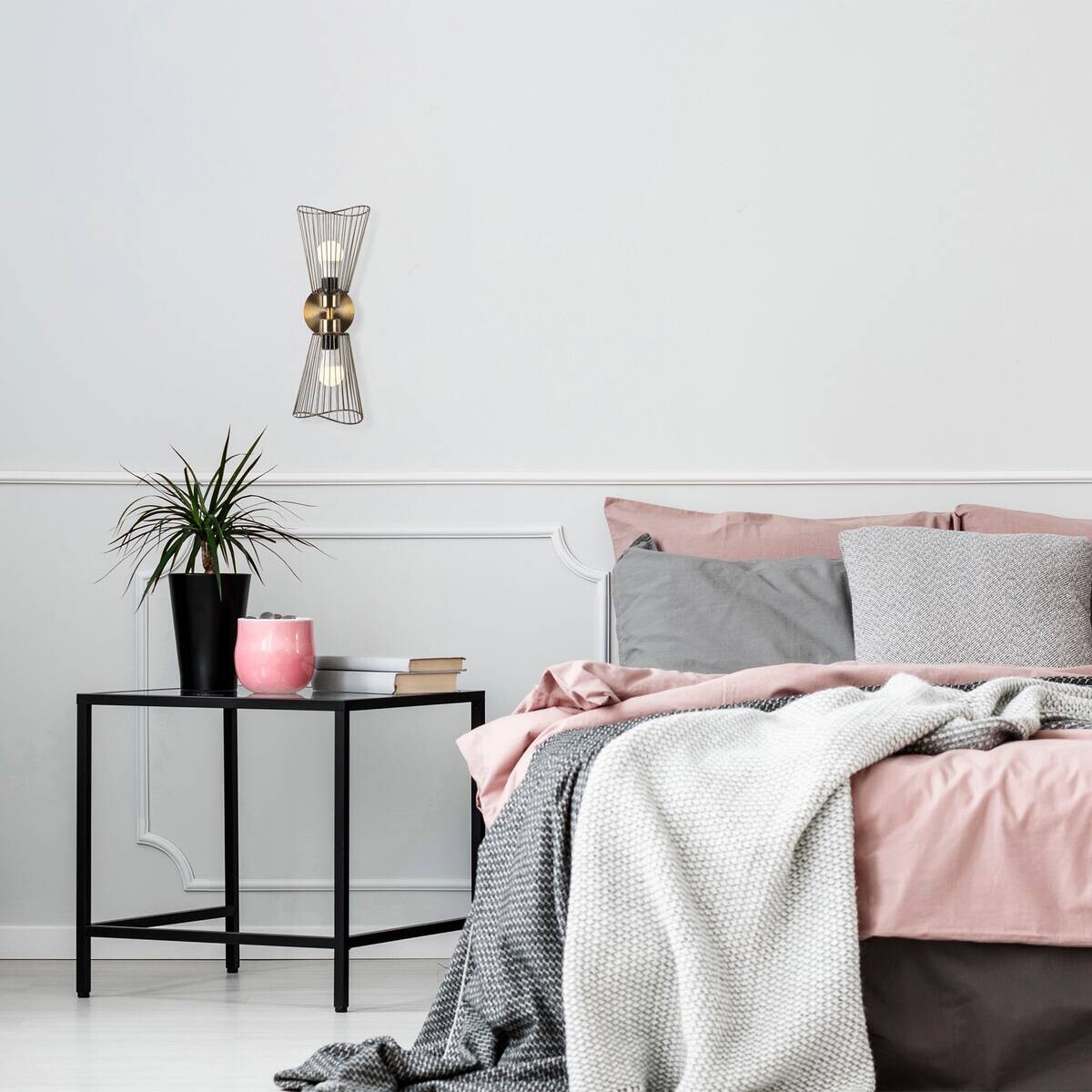 Opviq Wandleuchte Zeyno bronze Metall B/H/T/L/D: ca. 16x48x16x16x16 cm E27 2 Brennstellen