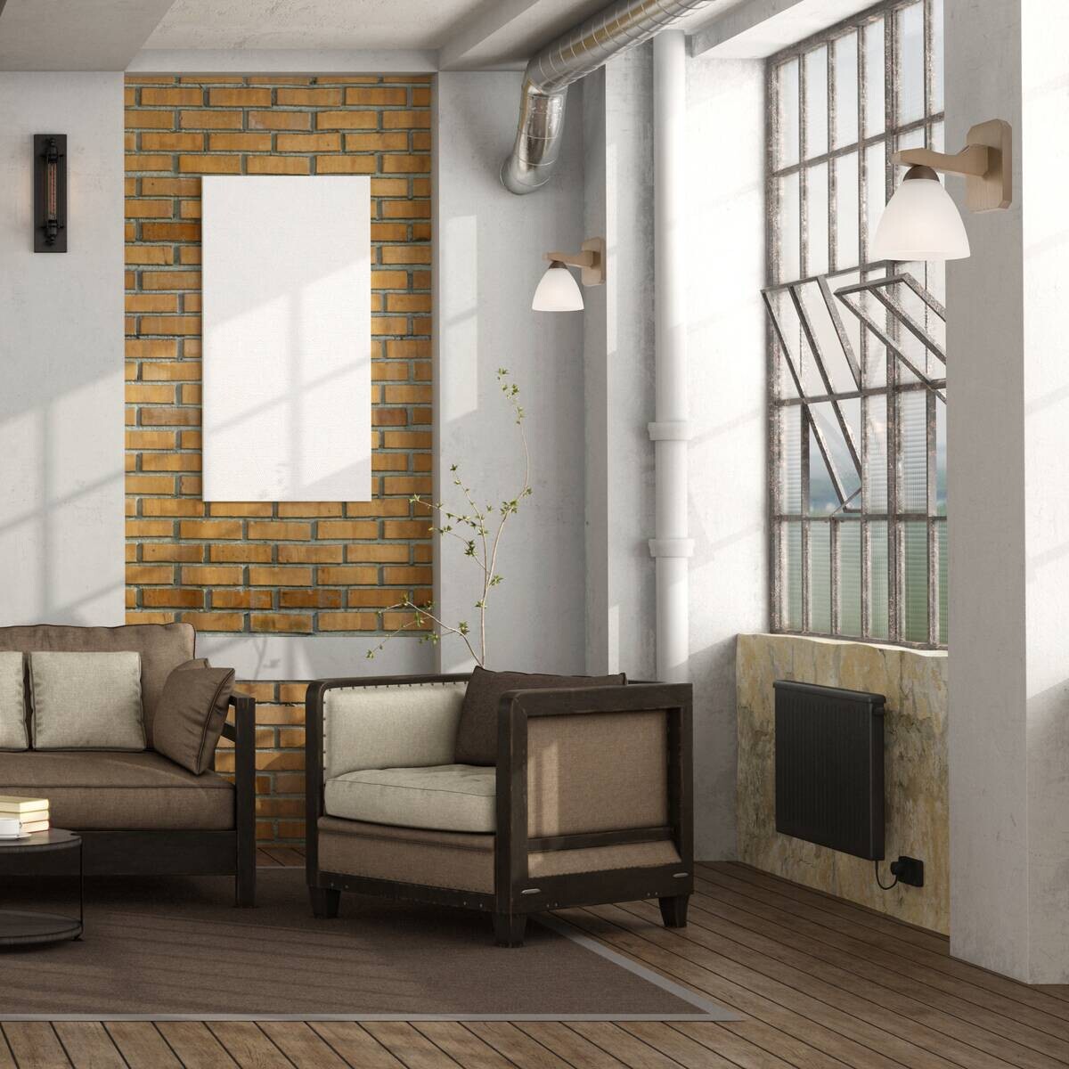 Lamkur Wandleuchte ADRIANO 27494 natur Holz Stahl Glas H/L: ca. 23x23 cm E27 1 Brennstellen