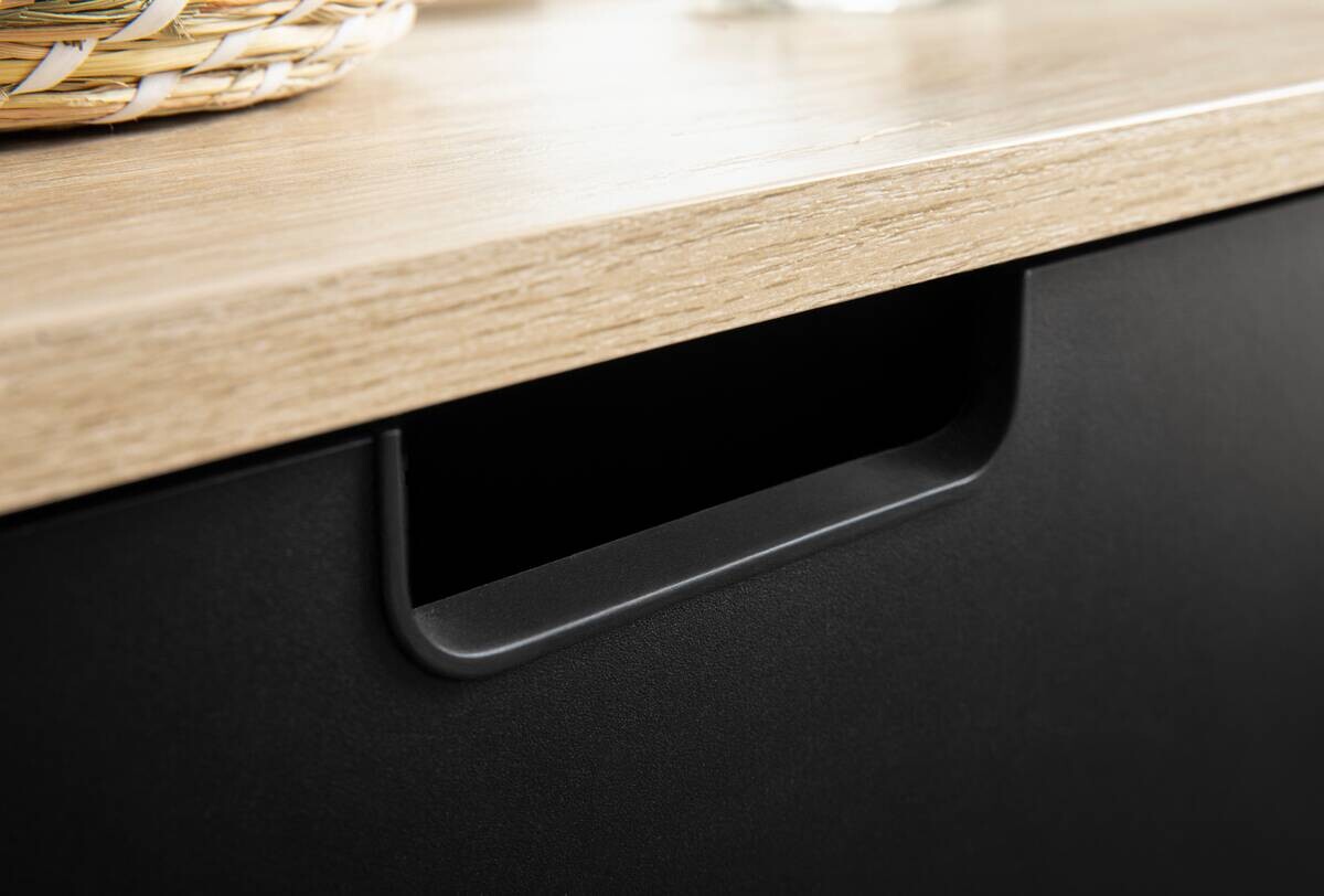 Waschbeckenunterschrank Emmik schwarz matt Eiche Eiche weiß Nachbildung B/H/T: ca. 59,8x62,4x32,6 cm