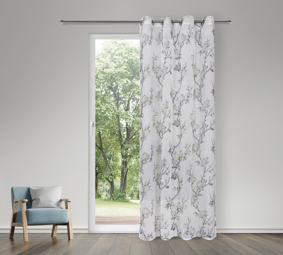 Happy Home Ösenschal Blume weiß B/L: ca. 140x245 cm