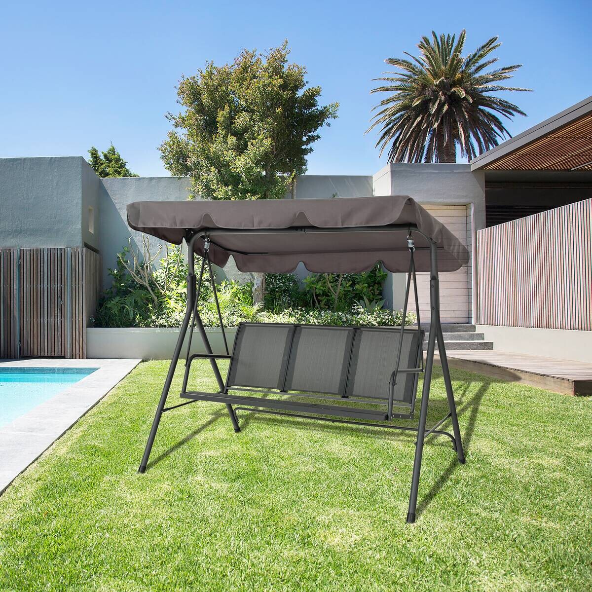 POCOline Hollywoodschaukel dunkelgrau Stahlrohr B/H/L: ca. 110x153x170 cm