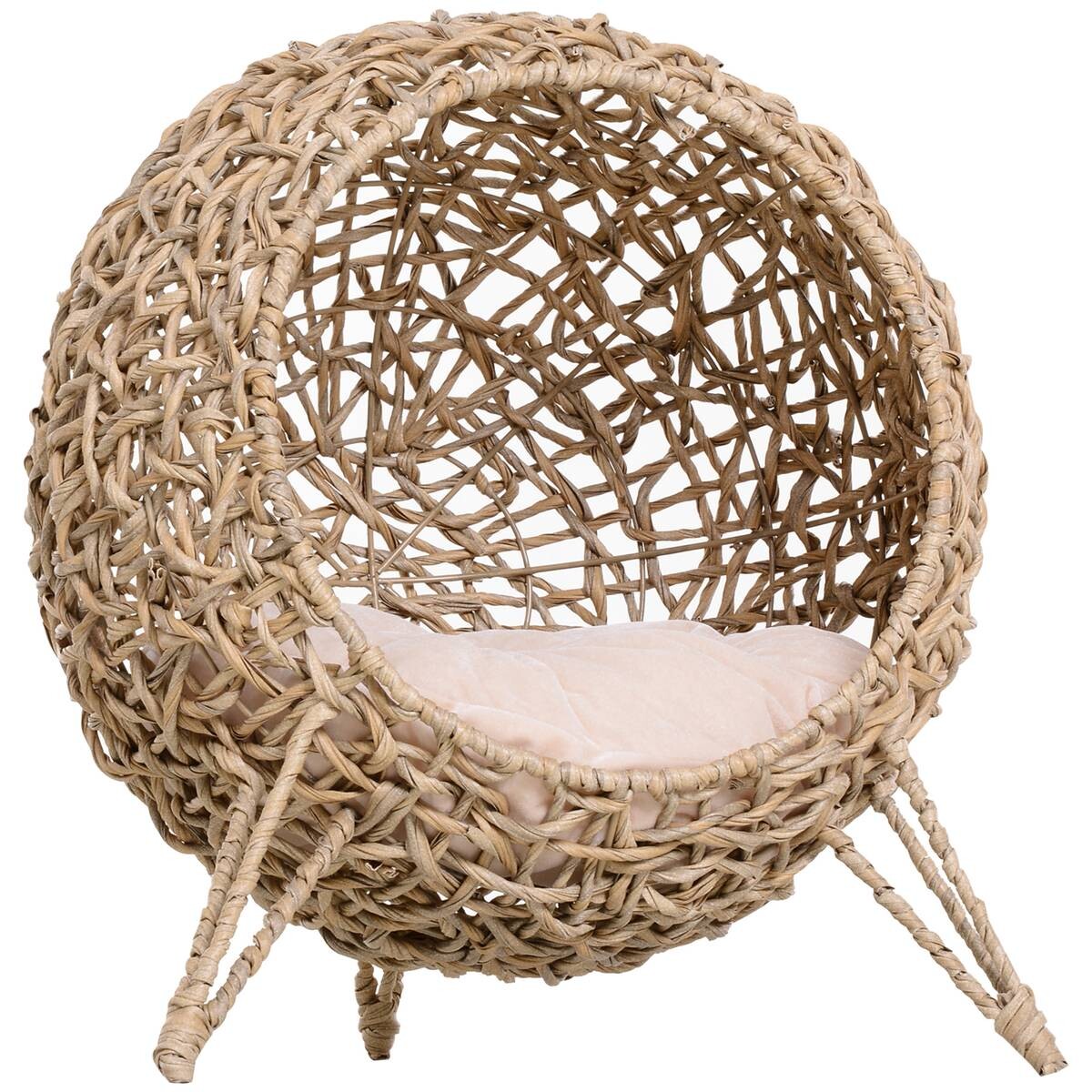 PawHut Katzenkorb natur Rattan B/H/L: ca. 52x58x52 cm