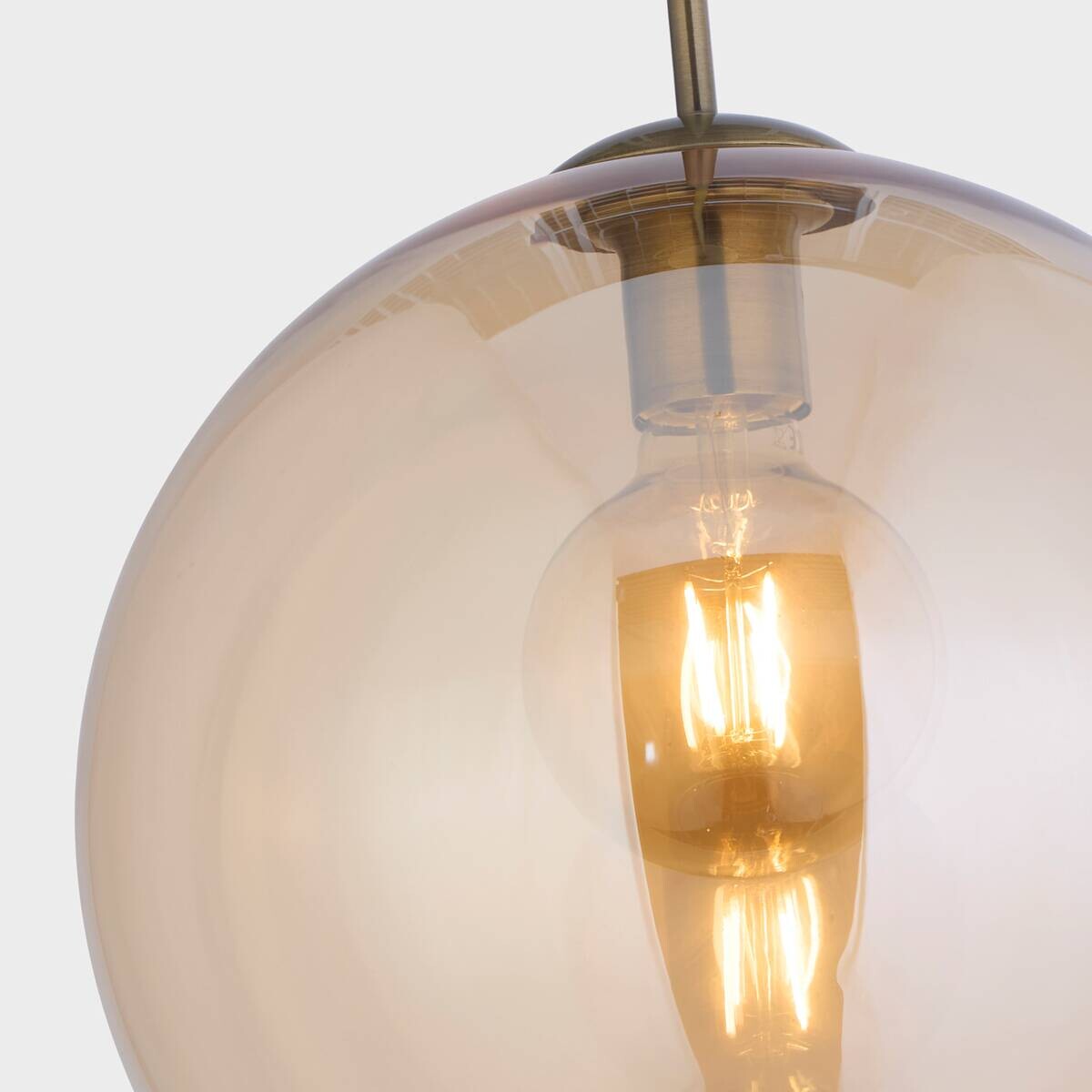 Searchlight Pendelleuchte Balls messing Glas Stahl B/H/D: ca. 30x120x30 cm E27 1 Brennstellen