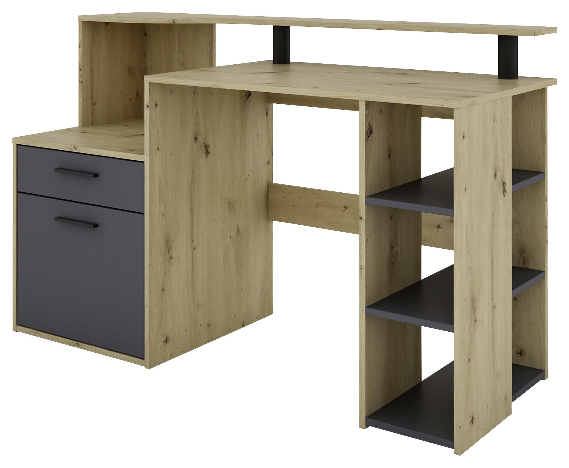 Schreibtisch LOUIS Eiche anthrazit B/H/T: ca. 140x89x55 cm