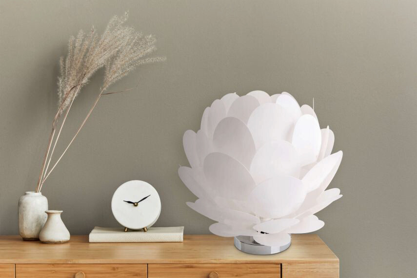 Näve Leuchten Tischleuchte NV3185922 weiß Kunststoff H/D: ca. 36x41 cm E27 1 Brennstellen