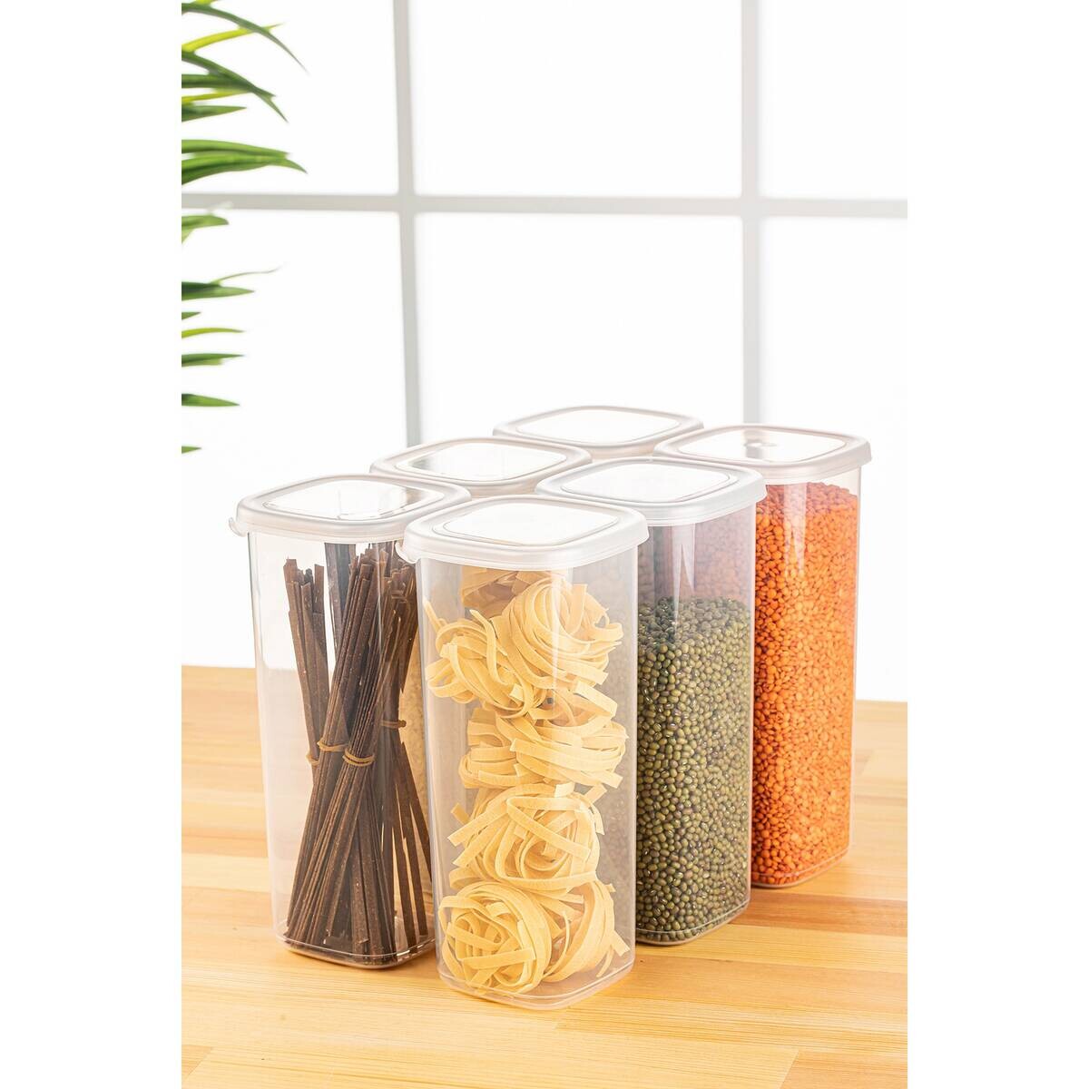 HermiaConcept Vorratsdosenset 6-tlg. weiß B/H/T/L/D: ca. 10x24,5x10x10x10 cm