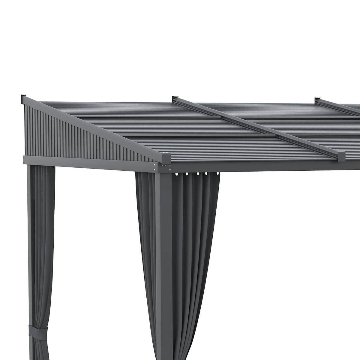 Outsunny Pergola mit Schiebeelementen grau Polyester B/H/L: ca. 255x242x365 cm