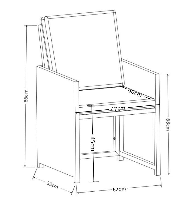 VCM Gartenstuhl 2er Set braun Rattan B/H/L: ca. 53x84x53 cm