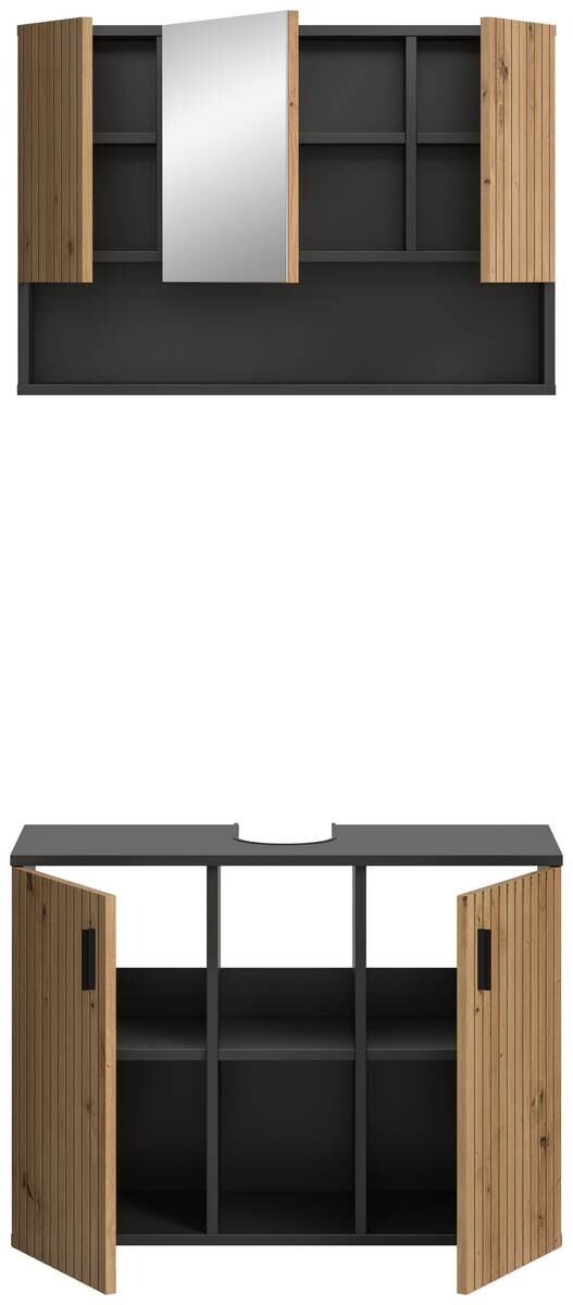 Badezimmer-Set Mone Basalt Nachbildung Artisan Oak Nachbildung B/H/T: ca. 80x180x30 cm