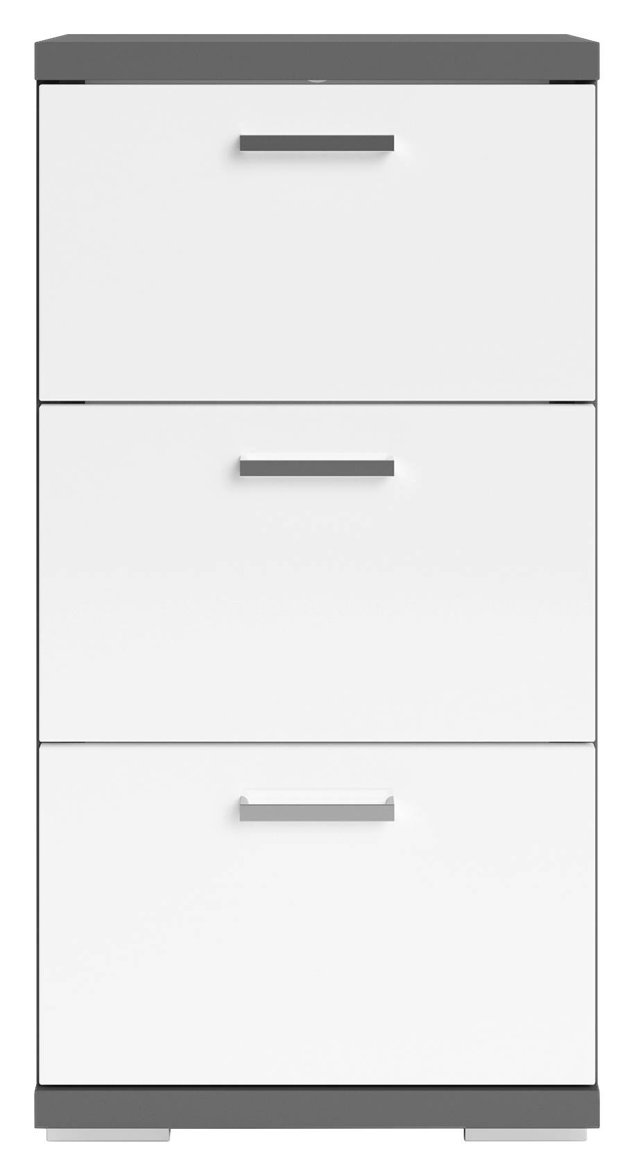Schrank NEBRASKA anthrazit weiß Lack Hochglanz silber verchromt B/H/T: ca. 35,5x74x31,5 cm
