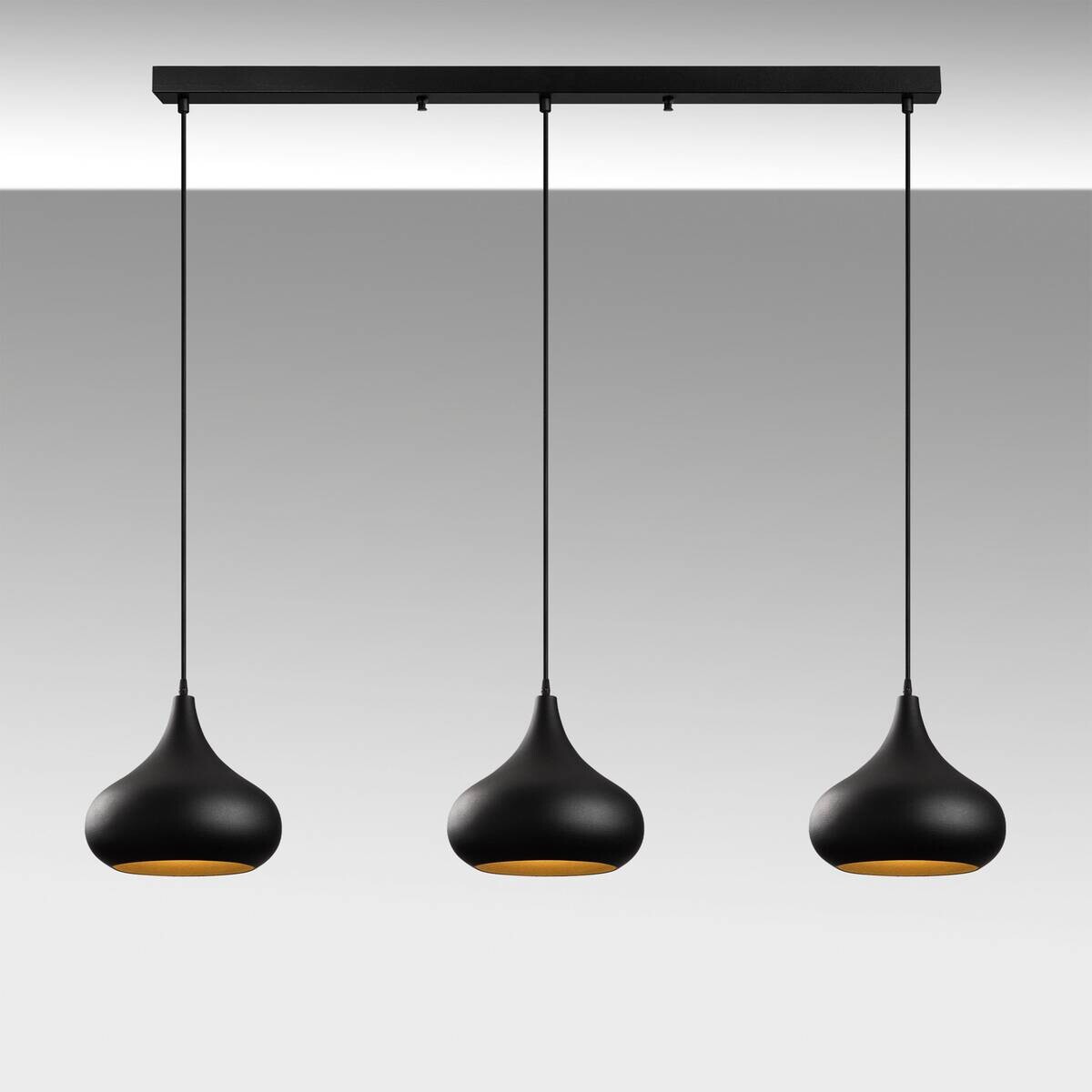 Opviq Pendelleuchte Muba-11554 schwarz B/H/T/L: ca. 140x126x30x140 cm E27 3 Brennstellen