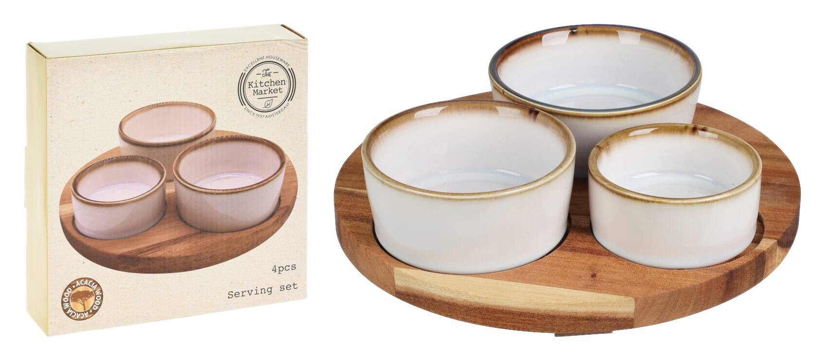 Servierschale weiß Holz