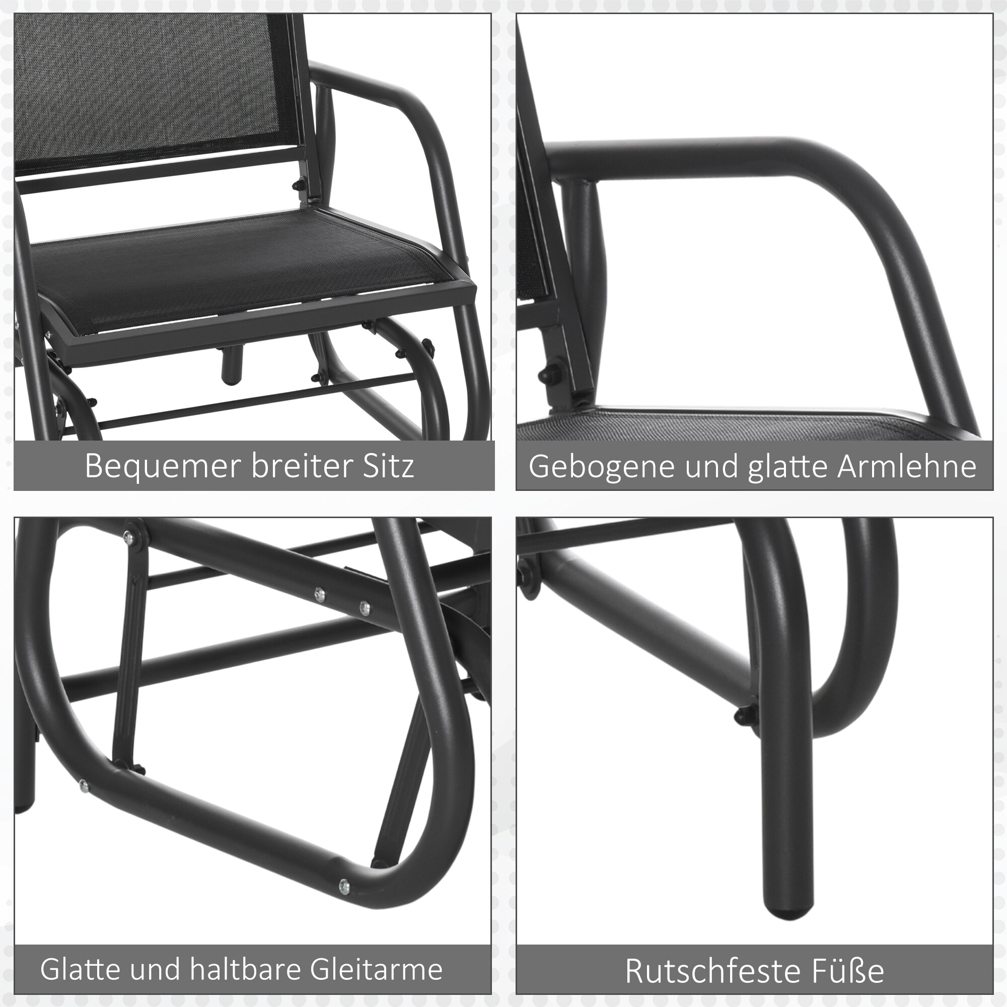 Outsunny Gartenstuhl grau Metall B/H/T: ca. 75x85x66 cm