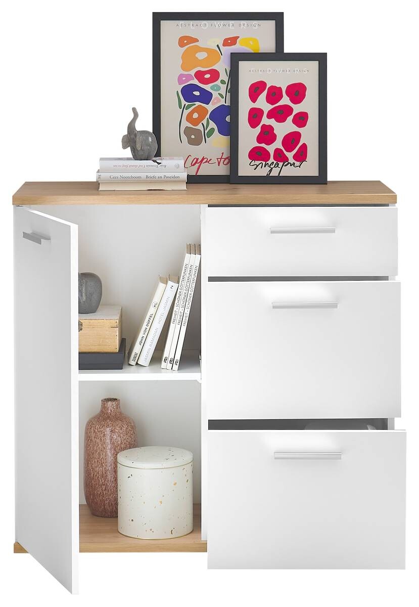 Kommode BC 1035 weiß Eiche Artisan Nachbildung B/H/T: ca. 96x86x38 cm