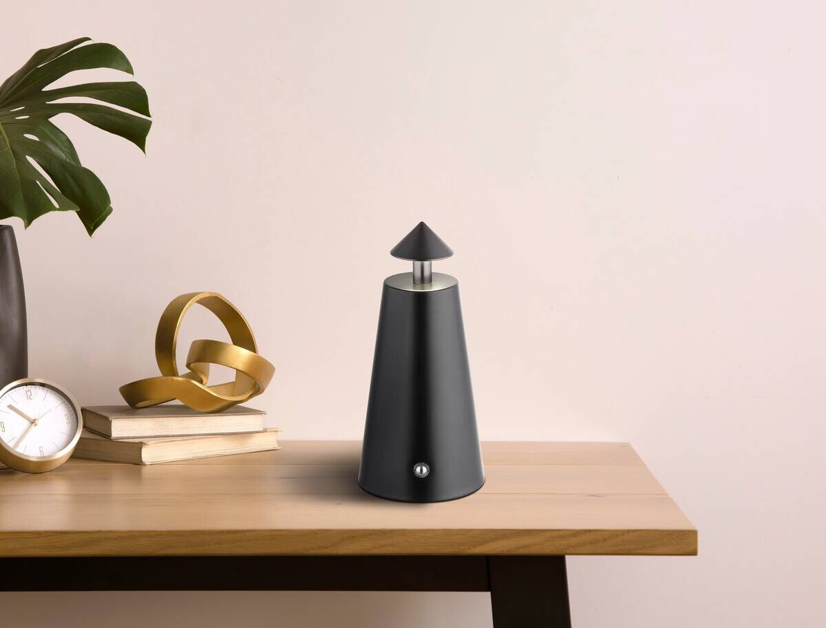 GLOBO LED-Tischleuchte mattschwarz Chrom Metall Kunststoff Stein H/D: ca. 19x9 cm 1 Brennstellen