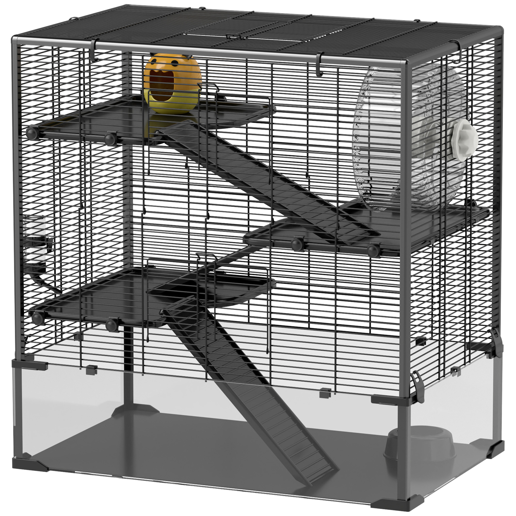 PawHut Zwerghamster-Käfig schwarz Stahl B/H/L: ca. 48,5x80x78,5 cm