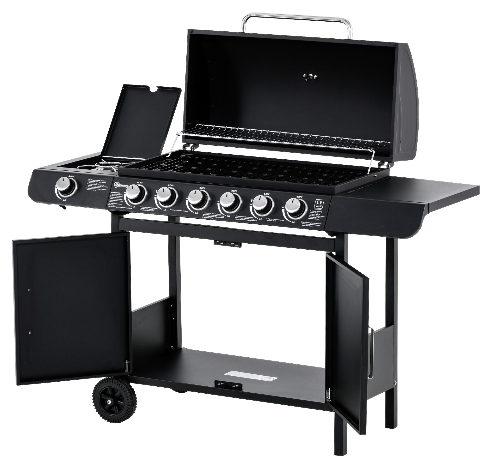 Outsunny Gasgrill Metall B/H/L: ca. 50x100x135 cm