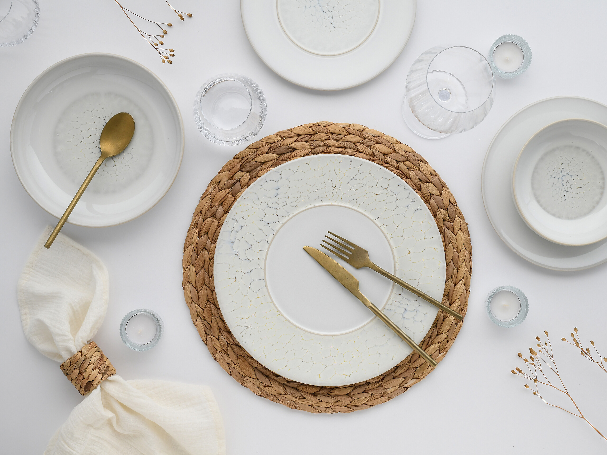 CreaTable Tafelservice Unico Toscania offwhite Steinzeug 16 tlg.