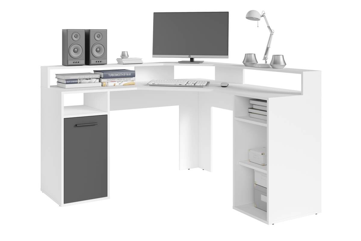 Schreibtisch FOX weiß anthrazit anthrazit B/H/T: ca. 139x90,8x139 cm